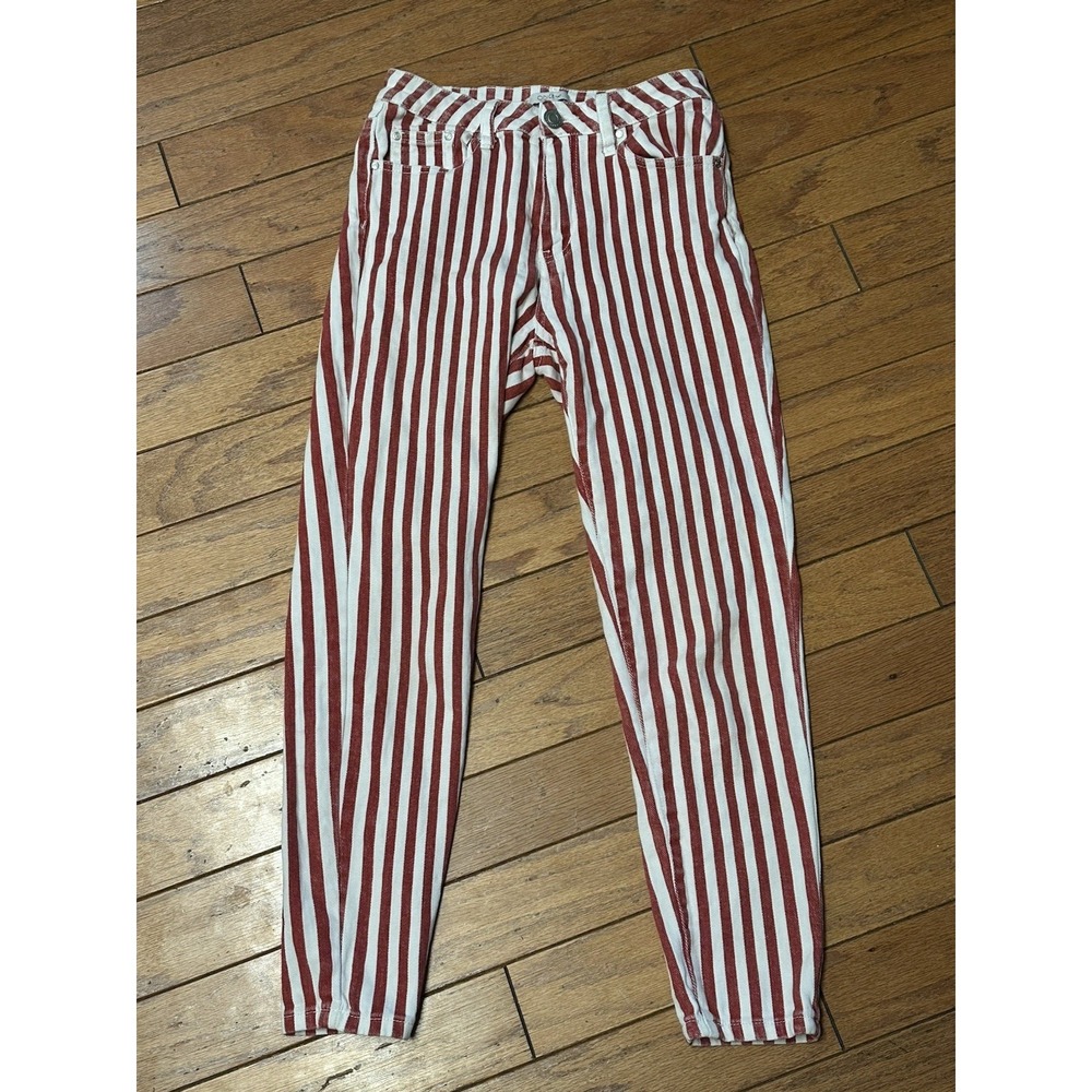 Odica Women's Size Medium Cropped Red Cream Striped Pants